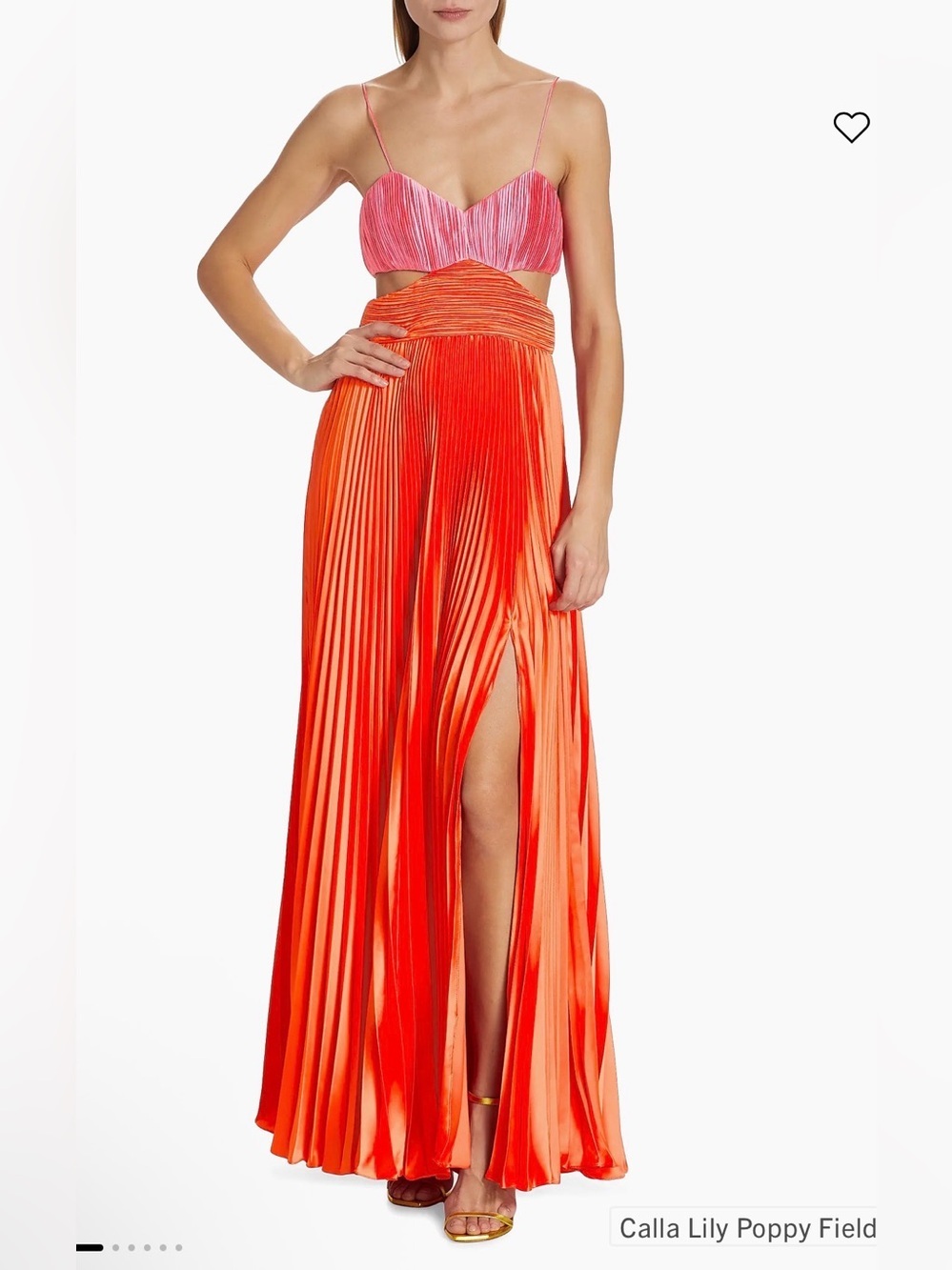 Amur Elodie gown Pink and orange Pleated Cutout Maxi Dress
